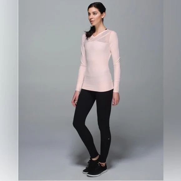Lululemon Just Breathe Long Sleeve Heathered Parfait Pink Size 6 or Medium - Picture 11 of 14
